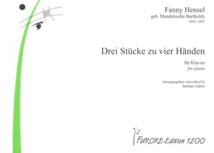 3 Stücke. 4 Mains Fanny Hensel-Mendelssohn Partition Piano