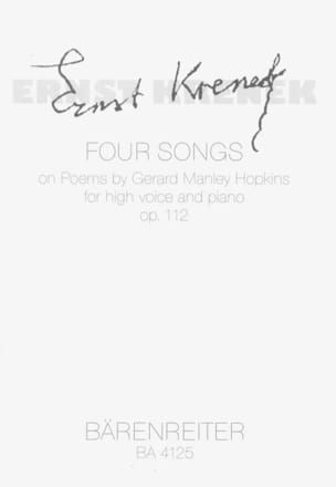 4 Songs Nach Gedichten Op. 112 Ernst Krenek Partition Mélodies
