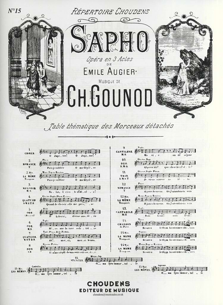 O ma Lyre Immortelle. Sapho - GOUNOD - Partition - Opéras