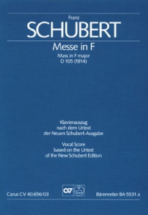 Messe In F D 105 SCHUBERT Partition Chœur