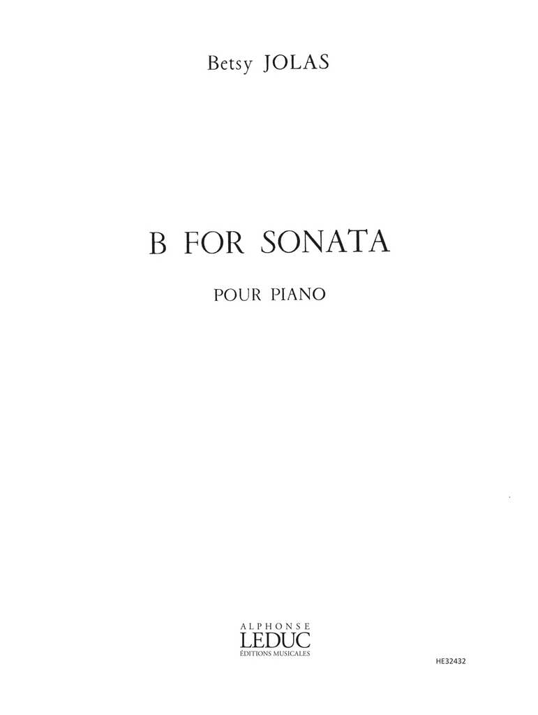 B For Sonata - Betsy Jolas - Partition - Piano