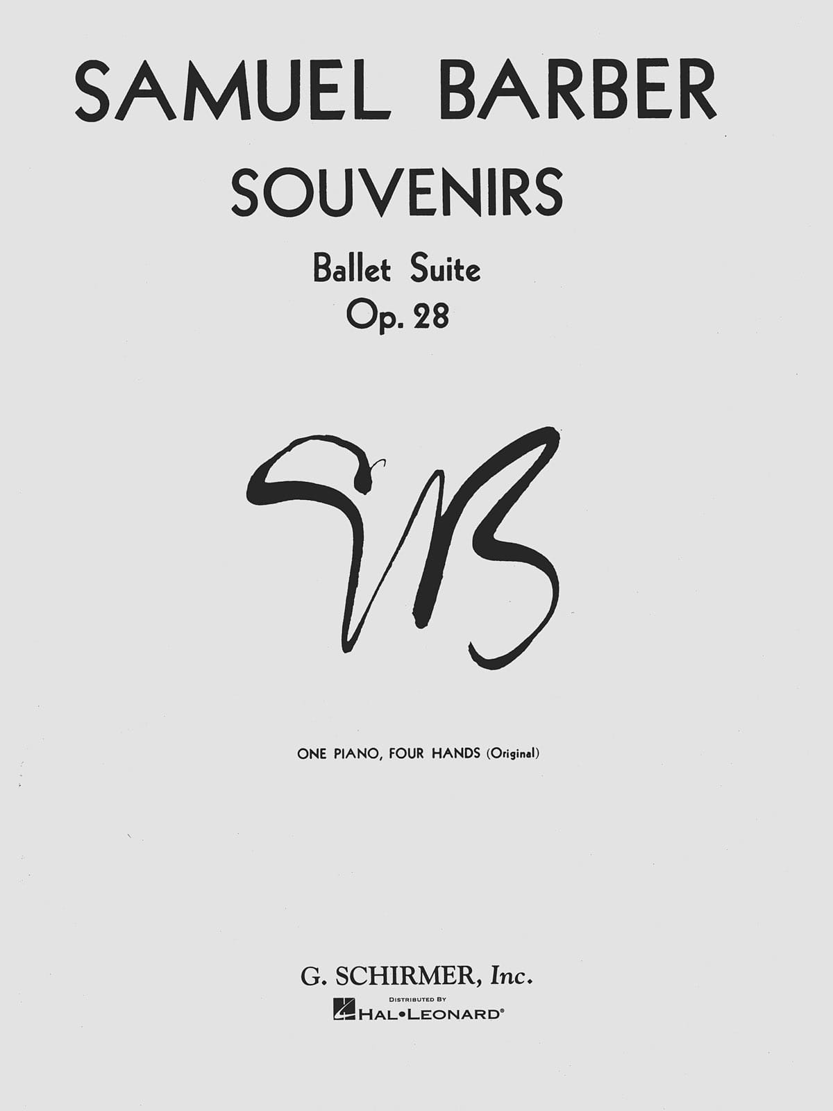Souvenirs Opus 28. 4 Mains BARBER Partition Piano