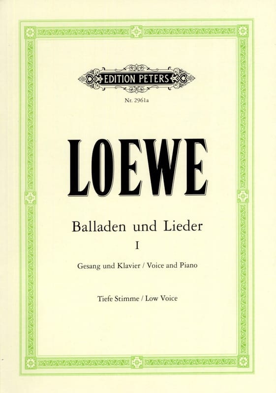 Balladen Und Lieder Volume 1. Voix Grave Carl Loewe Partition Mélodies