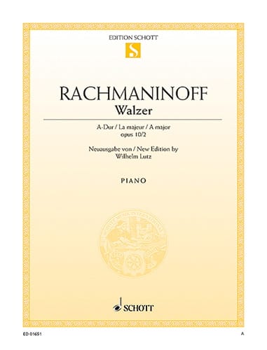 Valse en La Majeur Opus 10-2 RACHMANINOV Partition Piano