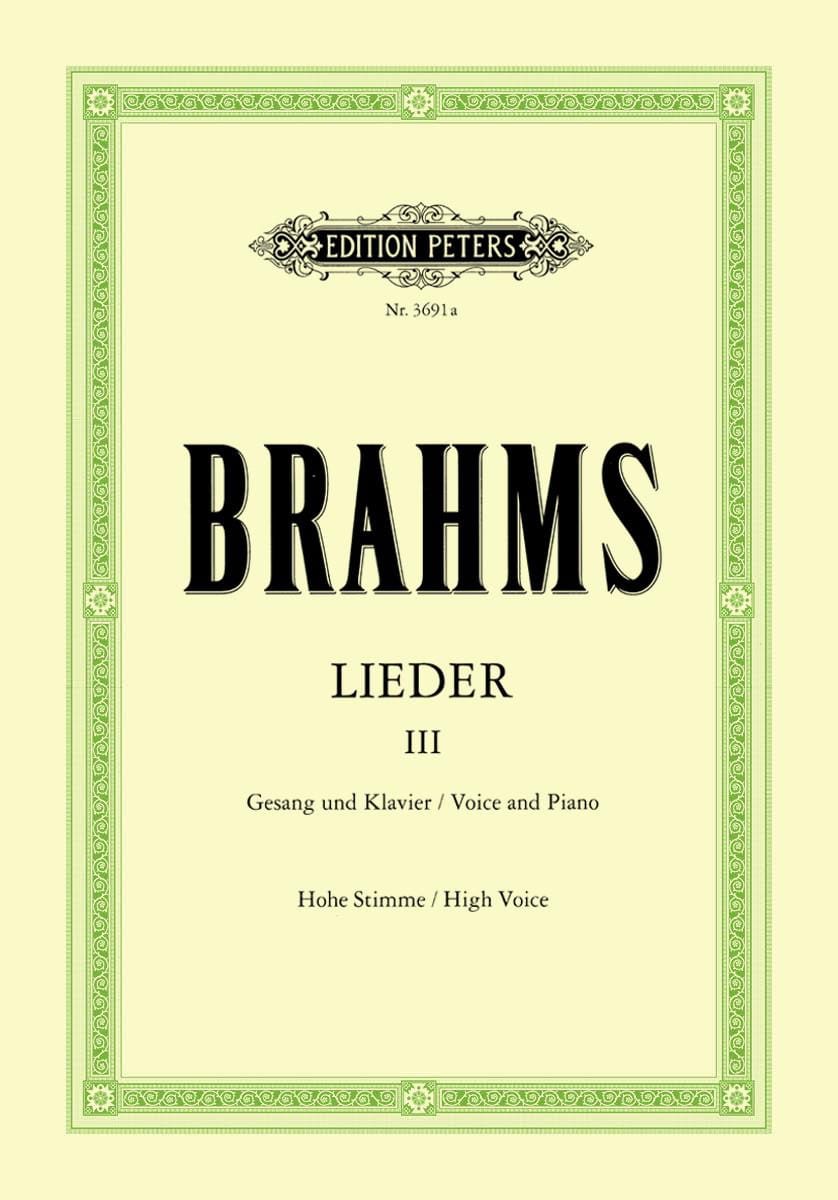 Lieder Volume 3. Voix Haute - BRAHMS - Partition - Mélodies