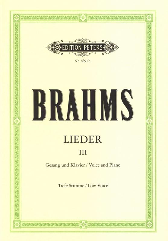 Lieder Volume 3 Voix Grave BRAHMS Partition Mélodies