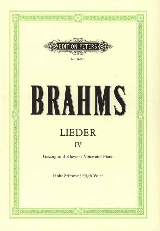 Lieder Volume 4 Voix Haute - BRAHMS - Partition - Mélodies