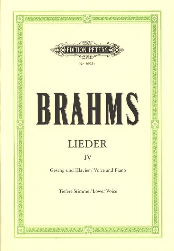 Lieder Volume 4 Voix Grave BRAHMS Partition Mélodies