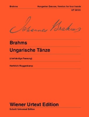 Ungarische Tänze. 4 Mains BRAHMS Partition Piano
