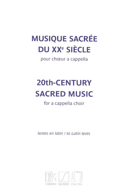 Musique sacrée du 20ème siècle Partition Chœur