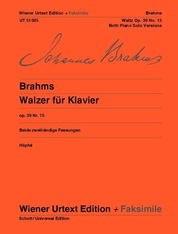 Valse en la bémol majeur, Opus 39-15 + fac-similé - BRAHMS - Partition