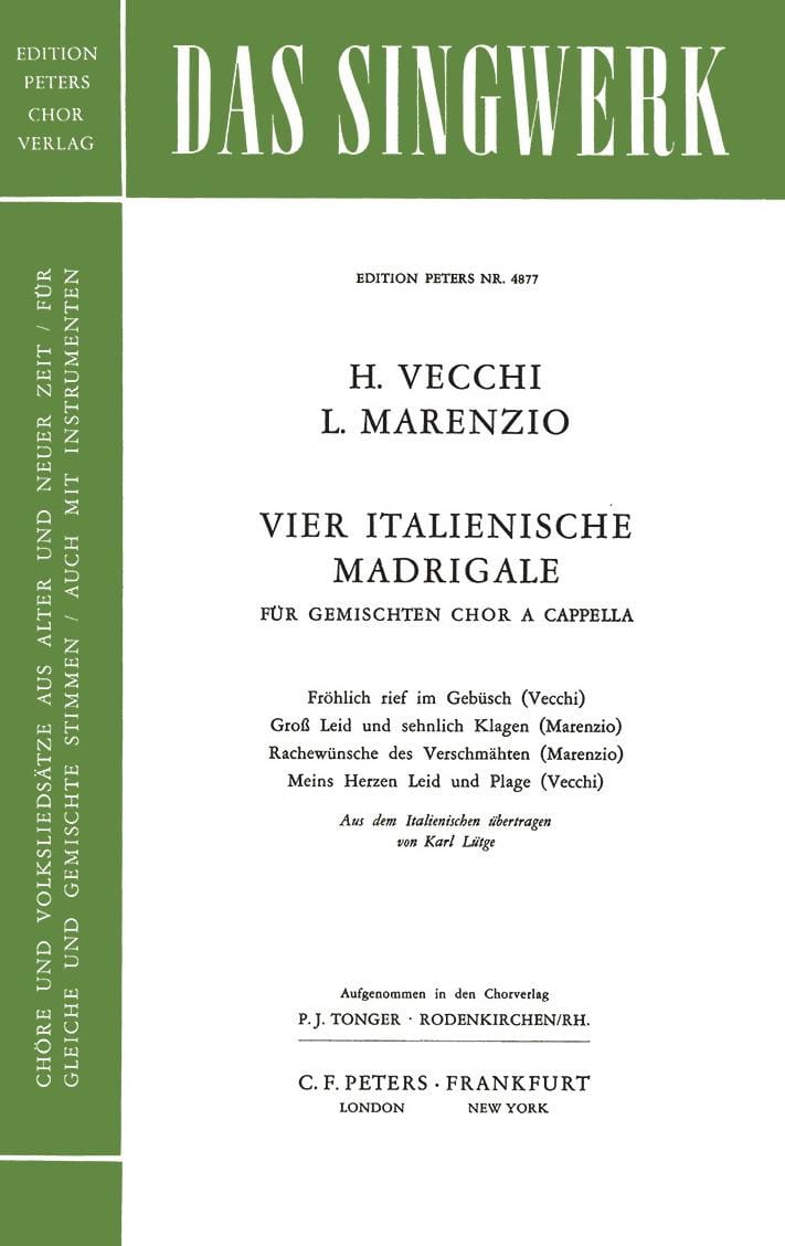 Madrigaux Italiens 4 Vecchi / Marenzio Partition Chœur