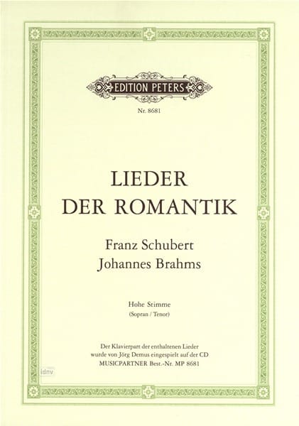 Lieder Der Romantik. Voix Haute SCHUBERT Partition Mélodies