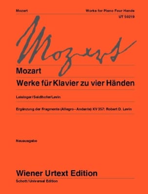 Werke für Klavier zu 4 Händen. 4 Mains MOZART Partition Piano