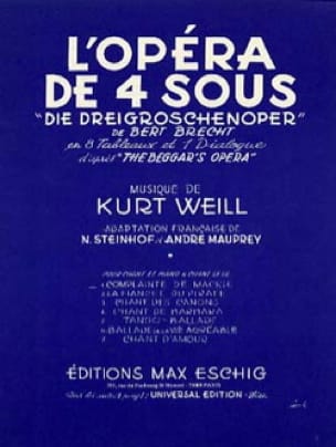 Complainte de Mackie. Opera de 4 sous WEILL Partition Opéras
