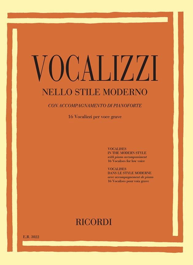Vocalises dans le style moderne. Voix grave Partition Pédagogie