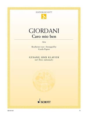 Caro Mio Ben. Voix Grave Tommaso Giordani Partition Mélodies