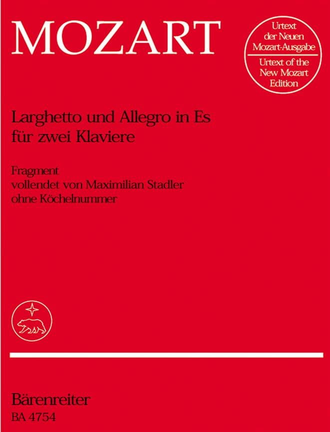 Larghetto et Allegro Mi Bémol Majeur. 2 Pianos - MOZART - Partition