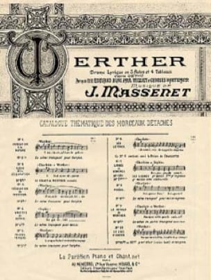  Air des Larmes. Werther MASSENET Partition Opéras