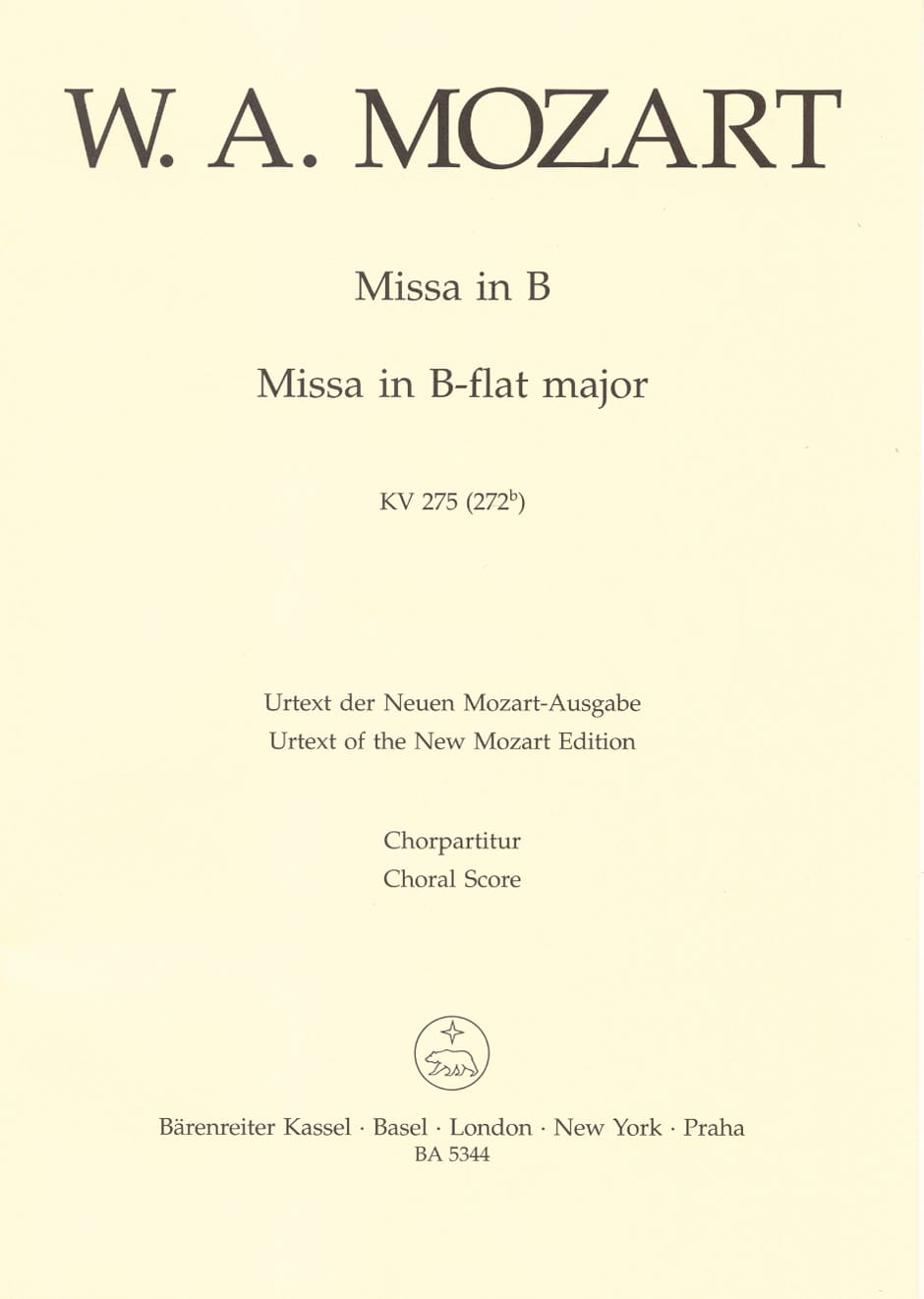 Missa brevis KV 275 - MOZART - Partition