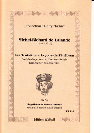 Les 3 Leçons de Ténèbres Michel-Richard de Lalande Partition Mélodies