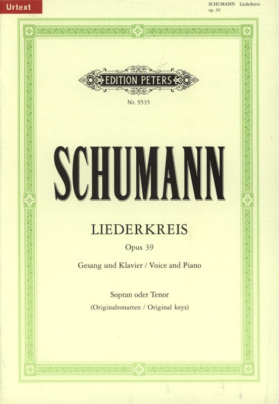 Liederkreis Opus 39. Voix Haute SCHUMANN Partition Mélodies