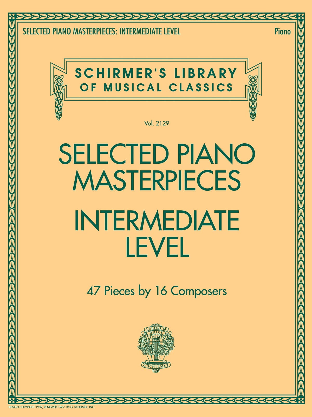 Selected Piano Masterpieces. Intermediate Level Partition Piano