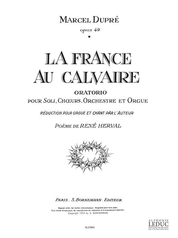 France Au Calvaire/op49 Dupre Partition Chœur