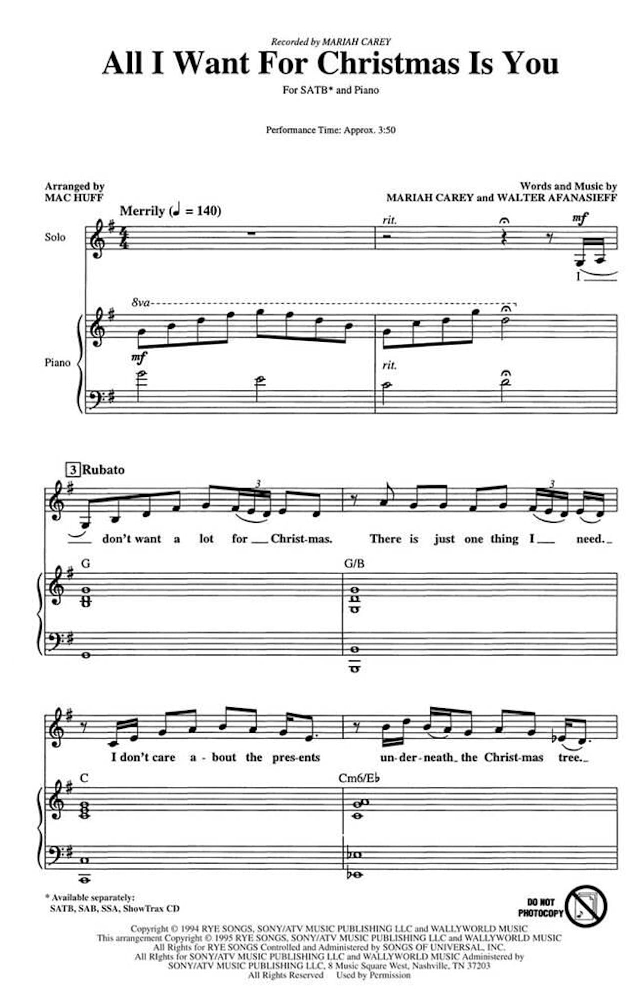 All I Want for Christmas Is You - Mariah Carey & Walter Afanasieff