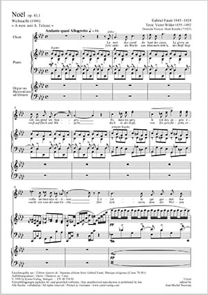 Noël Opus 43-1 / En Prière FAURÉ Partition Mélodies