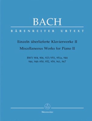 Einzeln Uberlieferte Klavierwerke 2 BACH Partition Piano