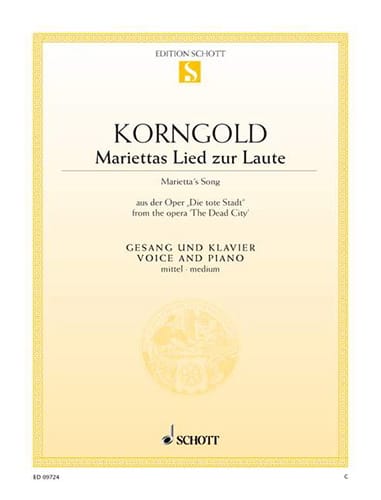 Mariettas Lied Zur Laute. Die Tote Stadt KORNGOLD Partition Opéras
