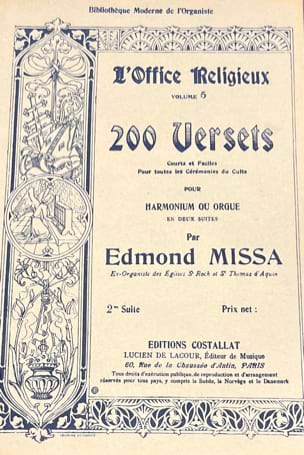 L'Office Religieux Volume 5. 200 Versets 2e Suite - Edmond Missa