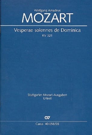Vesperae Solennes de Dominica. KV 321 MOZART Partition Chœur