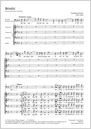 Brindisi ROSSINI Partition Chœur