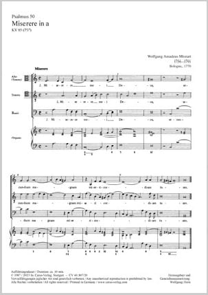 Parcourir les pages de Miserere En la Mineur KV 85 - MOZART - Partition - Chœur