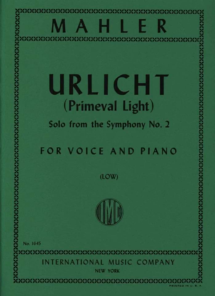 Urlicht. Voix Grave MAHLER Partition Mélodies