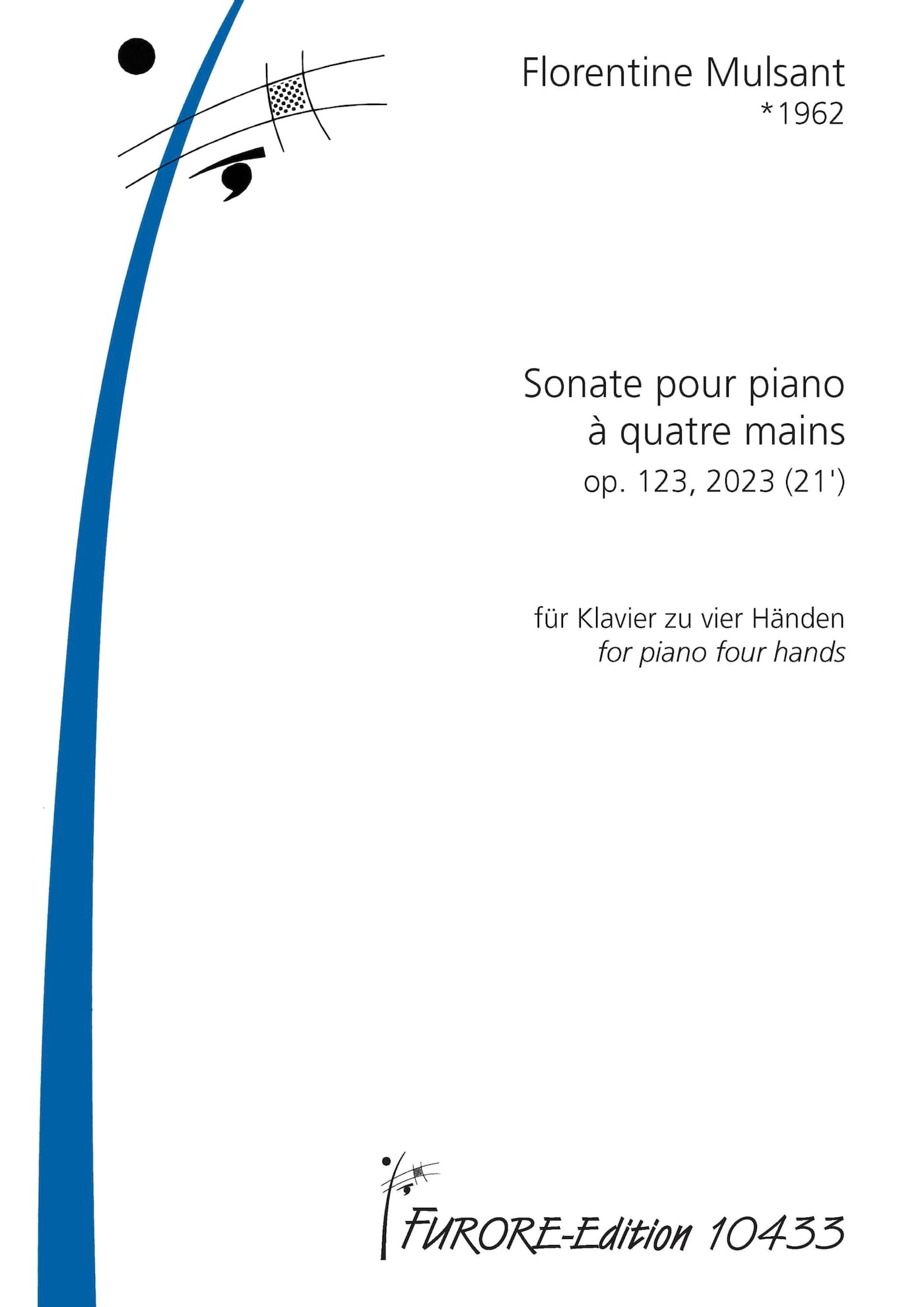 Sonate Opus 123 - 4 Mains Florentine Mulsant Partition Piano