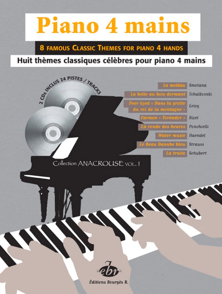 8 Thèmes Classiques Volume 1. 4 Mains + 2 CD Partition Piano