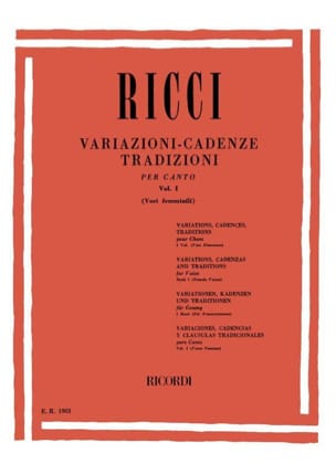 Variations. Cadences. Traditions Volume 1 Luigi Ricci Partition Opéras