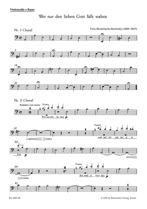 Wer nur den lieben Gott läßt walten. Violoncelle - MENDELSSOHN