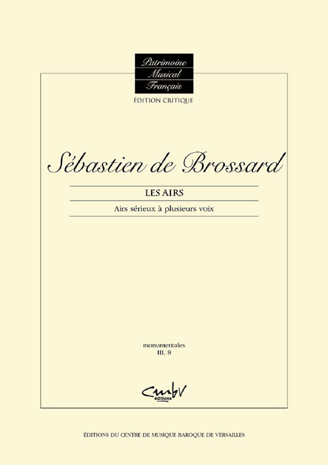 Airs sérieux à plusieurs voix Sébastien de Brossard Partition