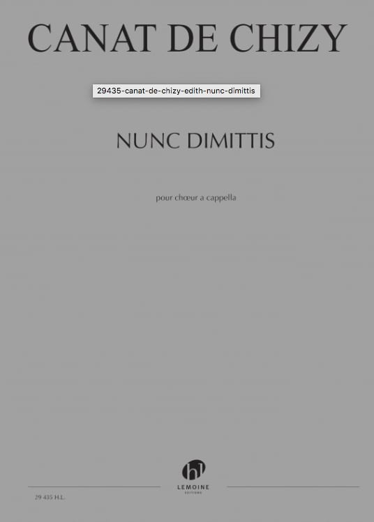 Nunc Dimittis (10 ex.) de Chizy Edith Canat Partition
