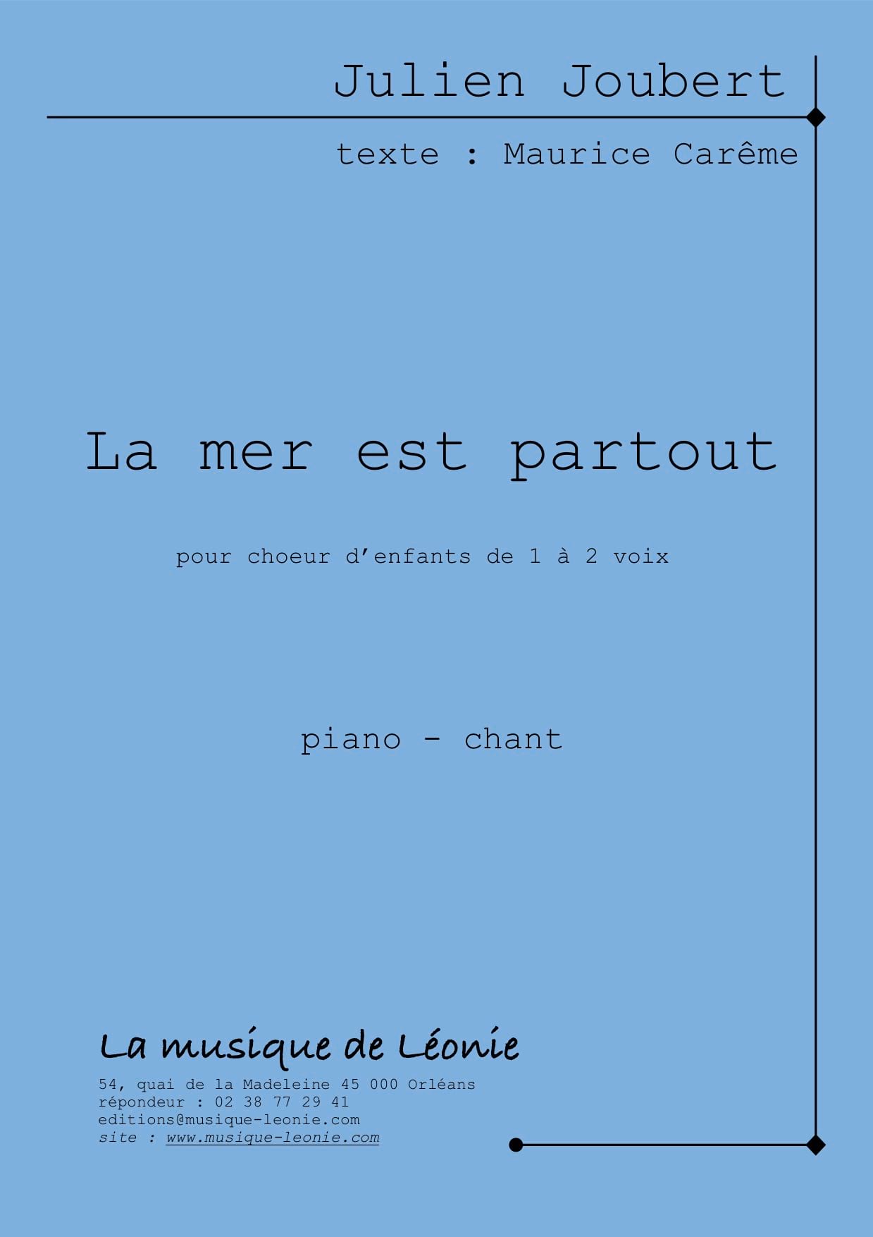 La mer est partout - piano/Chant Julien Joubert Partition