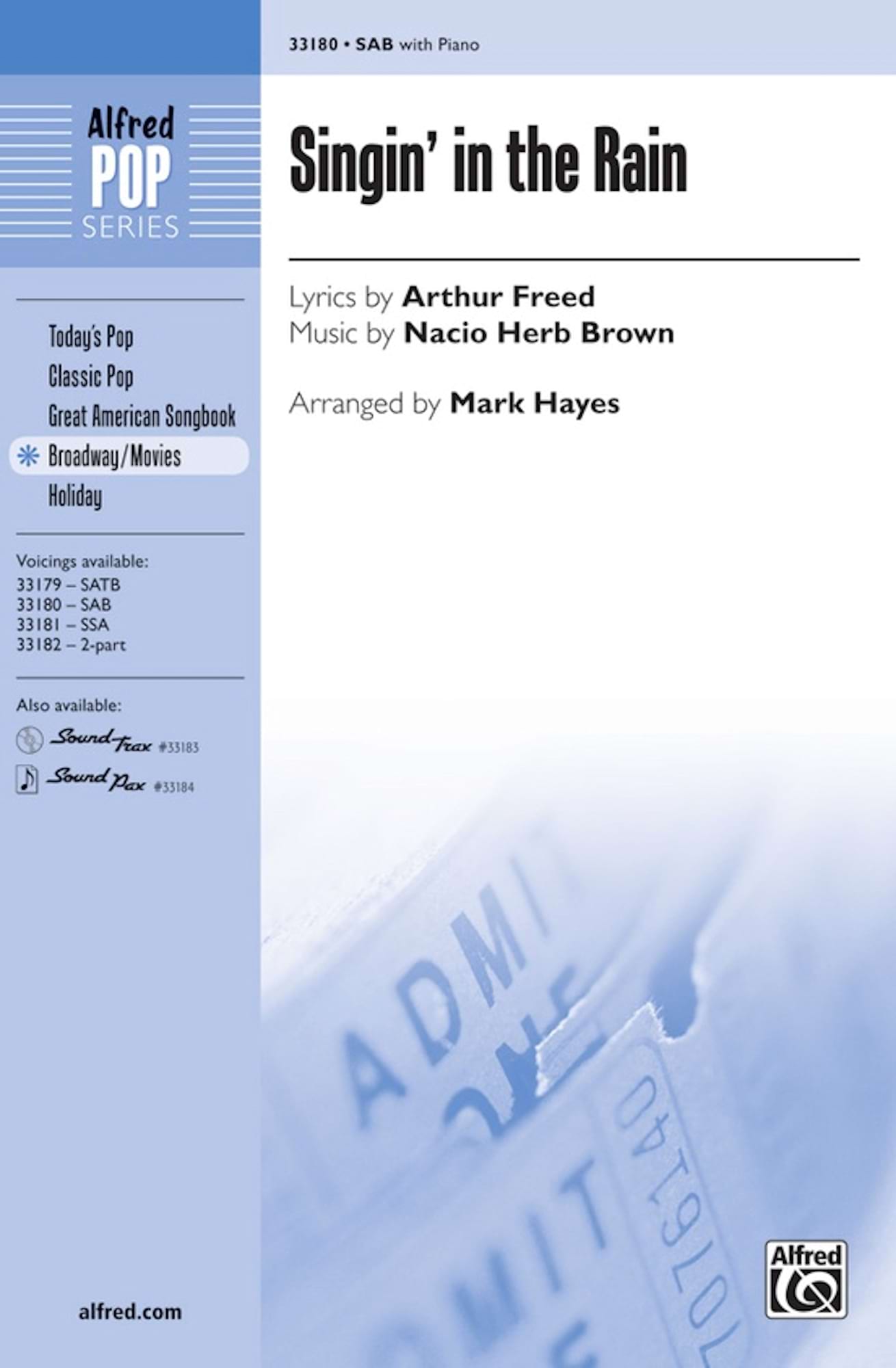 Singin In The Rain - SAB Freed Arthur / Herb Brown Partition